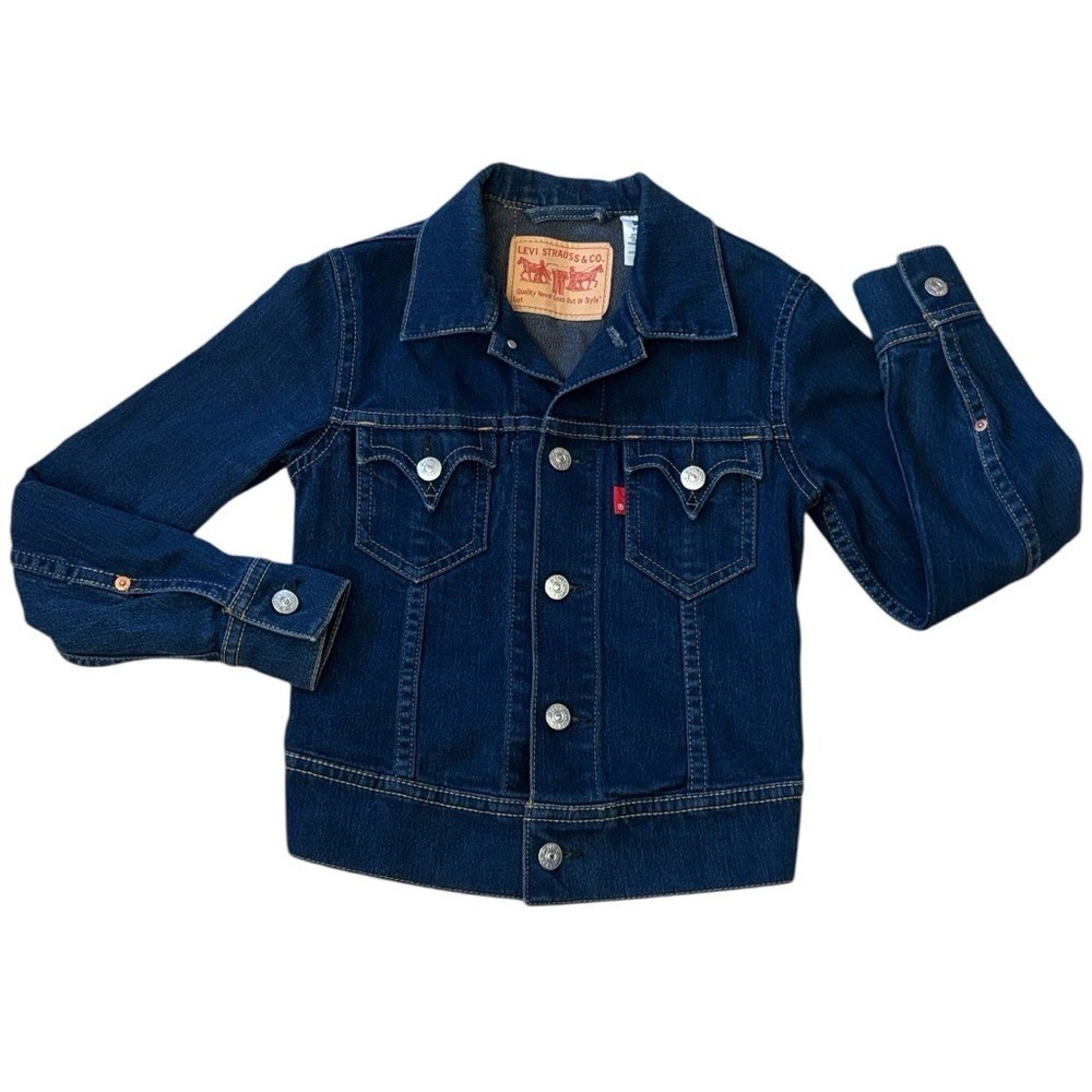 Levi's Iconic Type 1 Blue Denim Cropped‎ Y2K Jean Trucker Jacket Size M